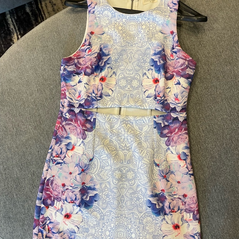 Rumor Boutique pink/purple floral cutout tight dress (from LF) size M